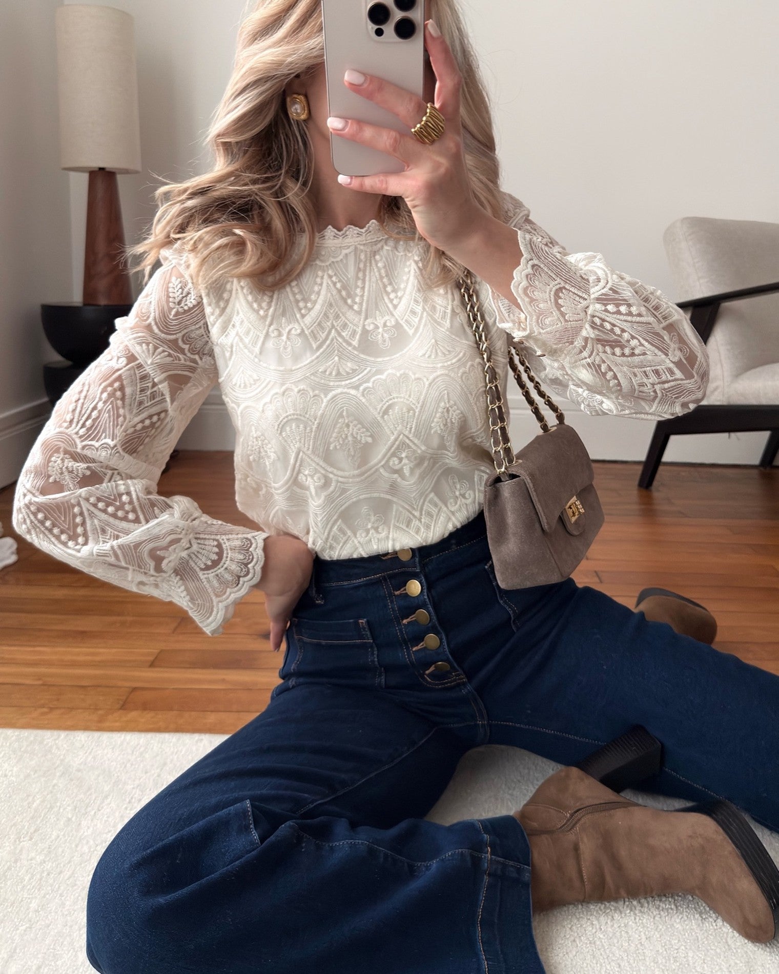 Blouse en dentelle brodée SANDRÉE