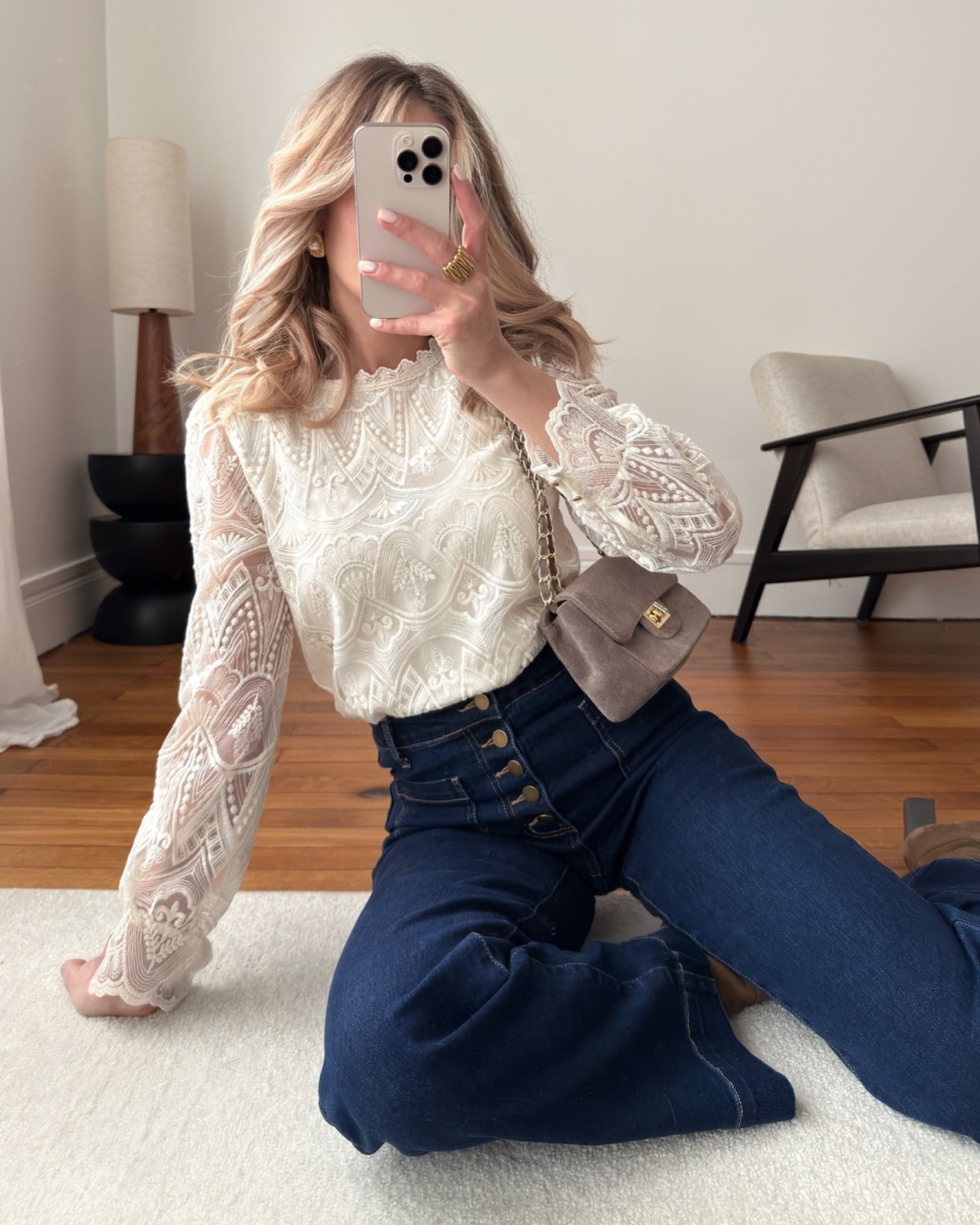Blouse en dentelle brodée SANDRÉE