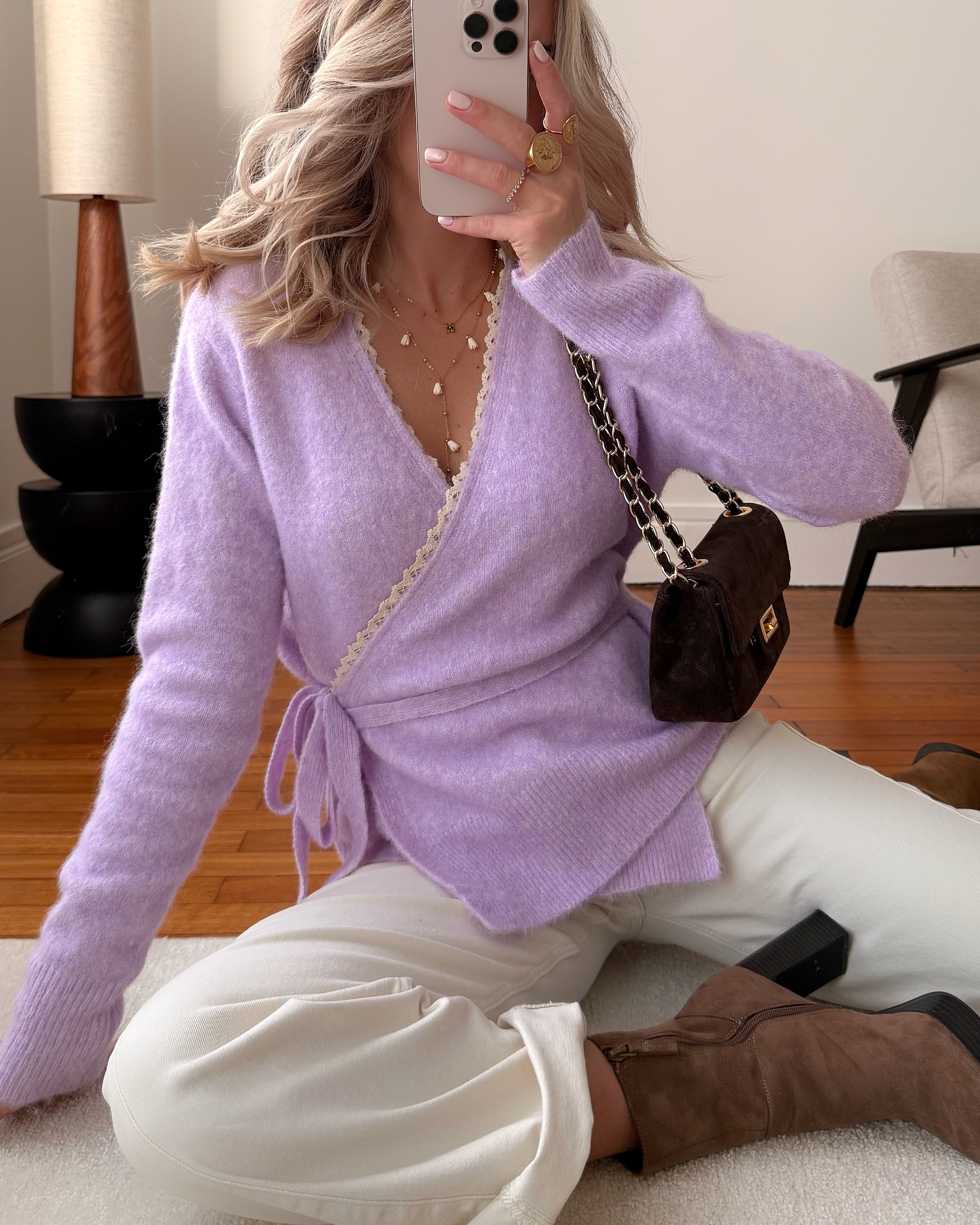 Cardigan cache-cœur ALFY - lilas